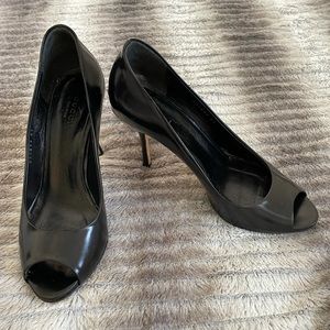 Authentic Black Open Toe Gucci Heels